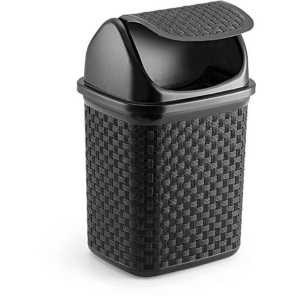 Lixeira Rattan para Pia Preto 4,5L