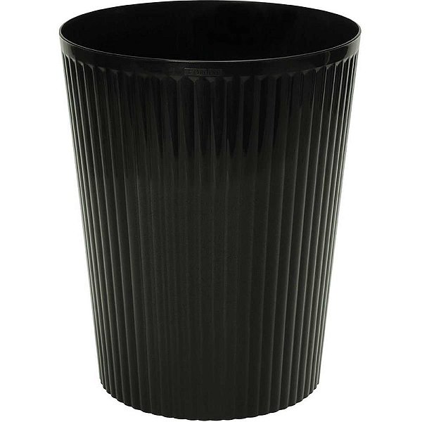 Lixeira para Escritório Canelada Preta 9,3L 23X29CM