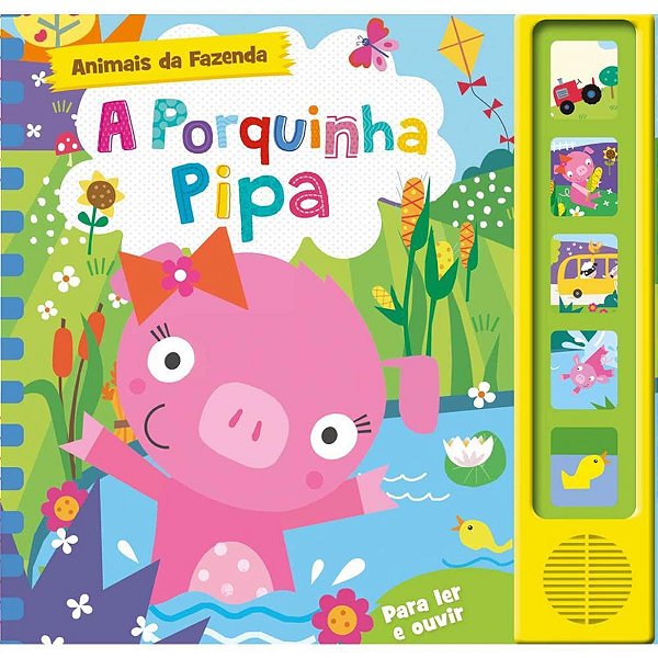 Livro Sonoro Porquinha Pipa 19X19 6 Páginas 5 Botões