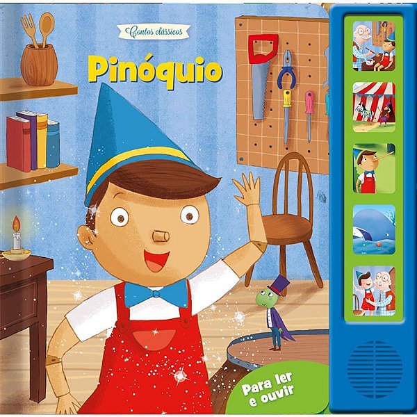 Livro Sonoro Pinóquio 19X19CM 6 Páginas 5 Botões