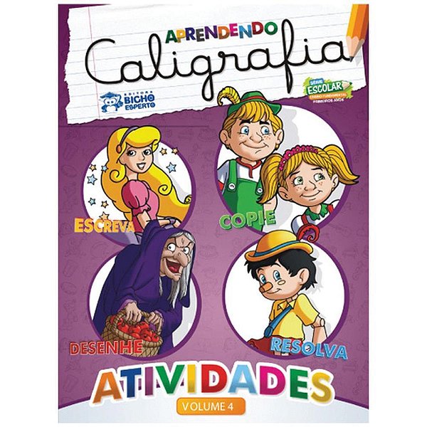 Livro Pedagógico Caligrafia N4 Atividades 24 Páginas 20X27CM Pacote com 05