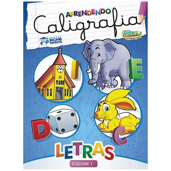 Livro Pedagógico Caligrafia N1 Letras 24PÁG 20X27CM Pacote com 05