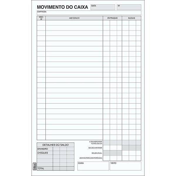 Livro Movimento Caixa Ofício 100 Folhas - Pacote com 10