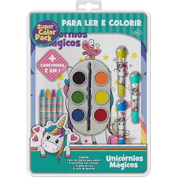 Livro Infantil Colorir Unicórnios Super Color PACK