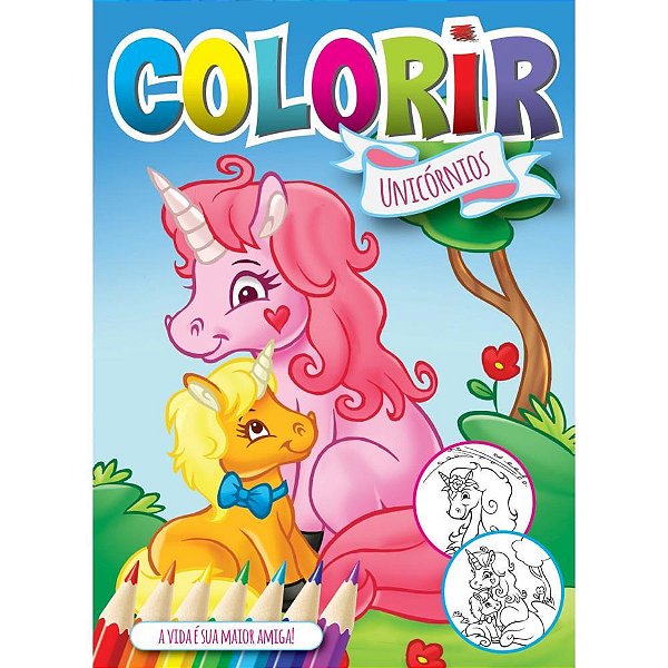 Livro Infantil Colorir Unicórnios Solapa Pequeno Pacote com 08