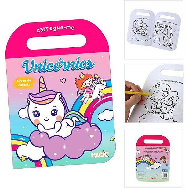 Livro Infantil Colorir Unicórnio CARREGUE-ME 32 Páginas