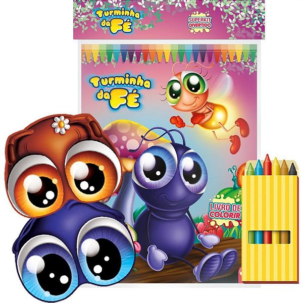 Livro Infantil Colorir Super KIT Turminha da FE com GIZ