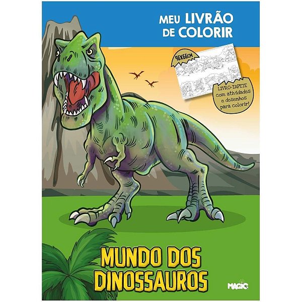 Livro Infantil Colorir Mundo dos Dinos Livro Tapete