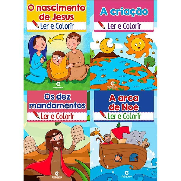 Livro Infantil para Colorir Histórias Bíblicas - Pacote com 8