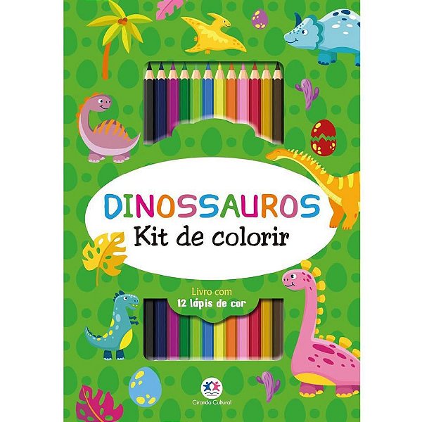 Livro Infantil Colorir Dinossauros KIT Colorir com Lapi