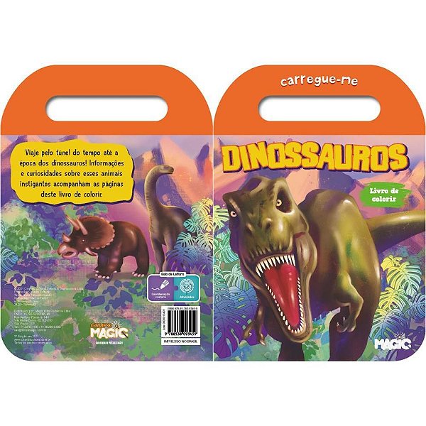 Livro Infantil Colorir Dinossauros CARREGUE-ME! 32 Páginas