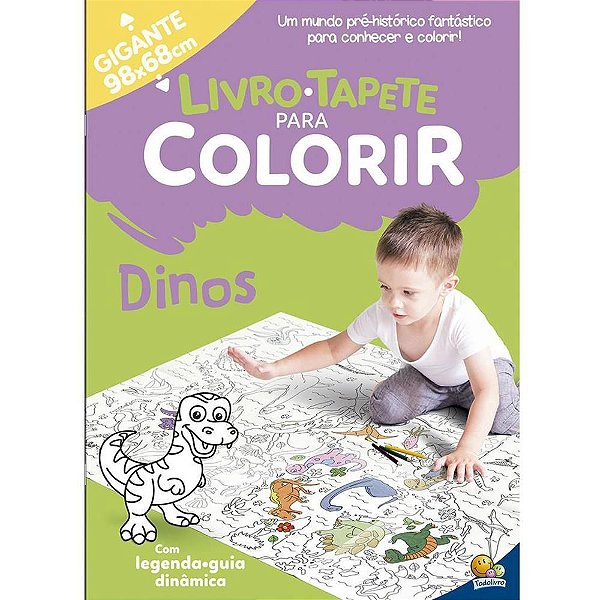 Livro Infantil Colorir Dinos - Livro Tapete 16 Páginas