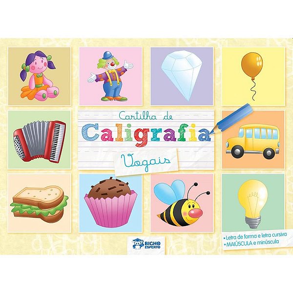 Livro Cartilha Caligrafia Vogais - Pacote com 4 Unidades