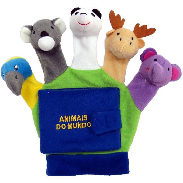 Livro Brinquedo Ilustrado Luvinha Animais do Mundo 19X19CM