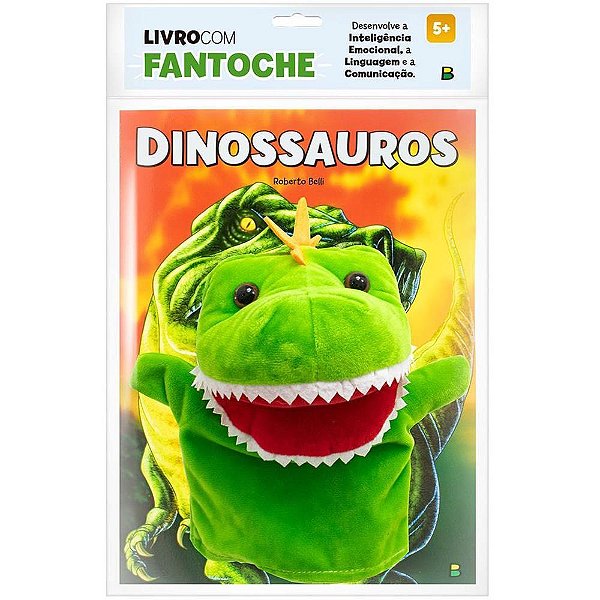 Livro Brinquedo Ilustrado com Fantoche de Dinossauros
