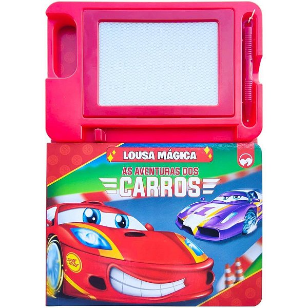 Livro Brinquedo Ilustrado Aventura Carros com Lousa Mágica