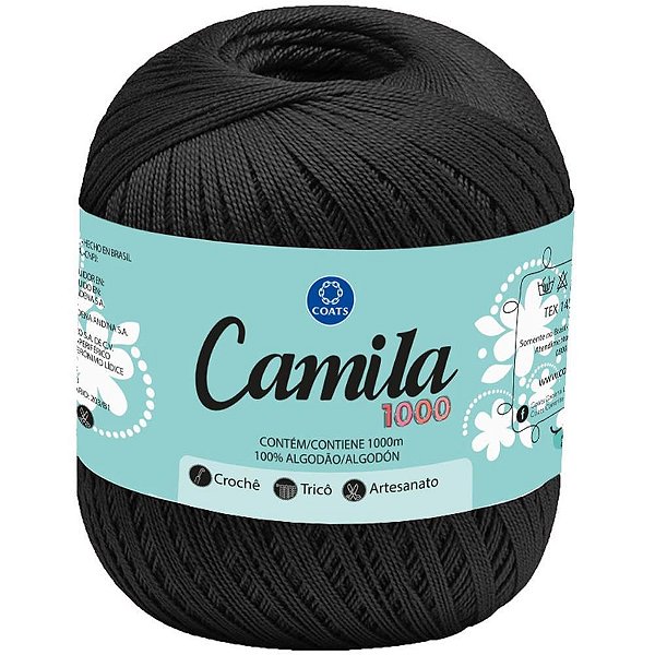 Linha para Crochê Camila 0000N Preto - Pacote com 6 Unidades