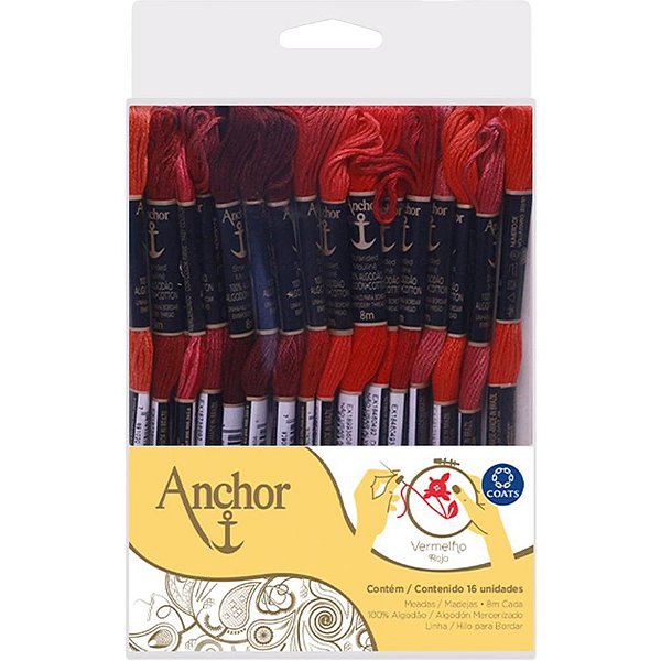 Linha Bordar ANCHOR Mouline 16 Meadas Vermelho (S)