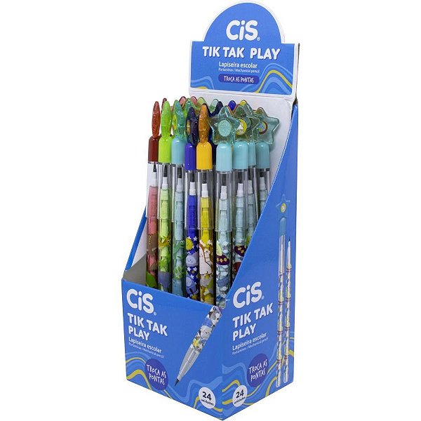 Lapiseira CIS Tiktakplay com Troca de Pontas – Display com 24 Unidades