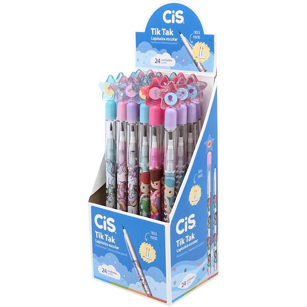 Lapiseira 2.0MM CIS TIK TAK com Borracha Sortida - Display com 24