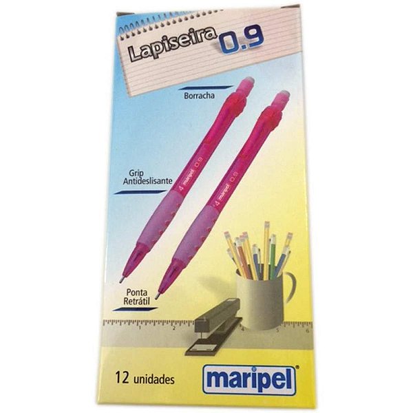 Lapiseira 0.9MM Maripel Rosa - Caixa com 12
