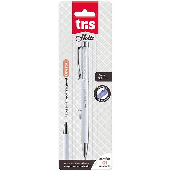 Lapiseira 07MM TRIS FANCY Cristal Branca
