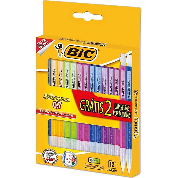 Lapiseira 0.7MM BIC Shimmers Cores Sortidas Caixa com 14 Unidades