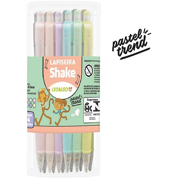 Lapiseira 0.7MM Shake Pastel 6 Cores Sortidas Pote com 24