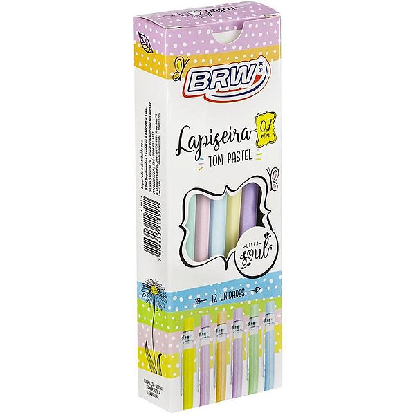 Lapiseira Plástica TOM Pastel 0.7MM BRW com CLIP Transparente - Caixa com 12