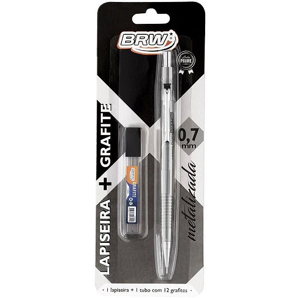 Lapiseira 0.7MM Metalizada Prata com Grafite – BRW