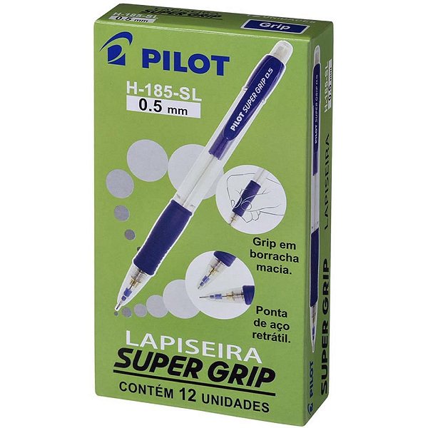 Lapiseira 0.5MM Super GRIP H-185 Azul - Caixa com 12 Unidades