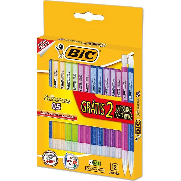 Lapiseira 0.5MM BIC Shimmers Cores Sortidas - Caixa com 12 Unidades