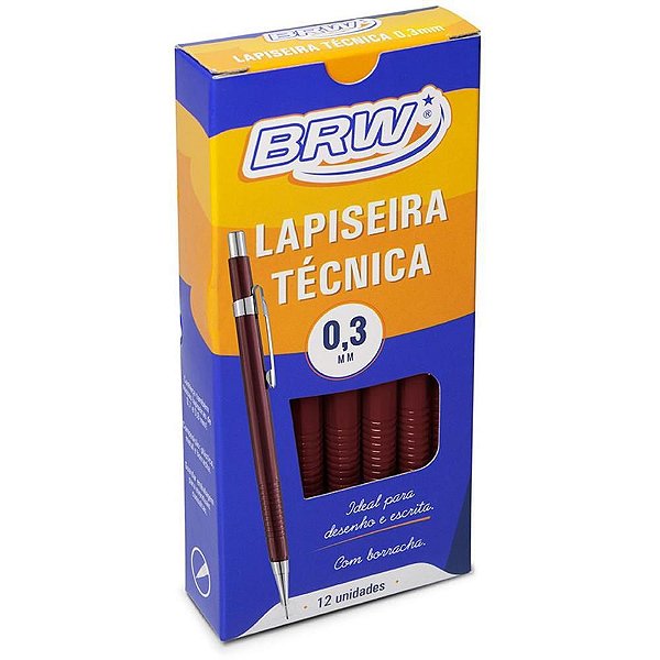 Lapiseira Técnica 0.3MM Bordô BRW - Caixa com 12 Unidades