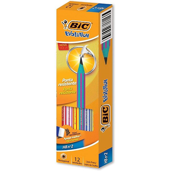 Lápis Preto Sextavado BIC Evolution Pijama 2HB - Caixa com 12 Unidades