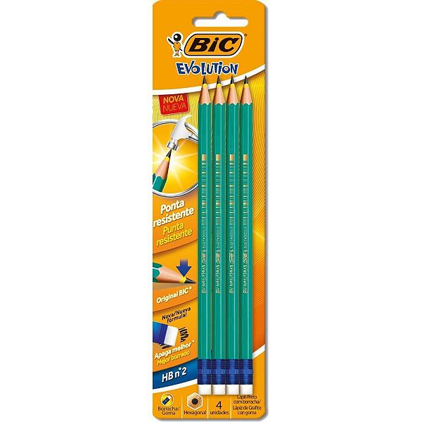 Lápis Preto Sextavado BIC Evolution 2HB com Borracha