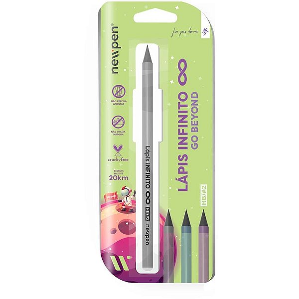Lápis Preto Redondo Infinito GO Beyond Cinza - Newpen
