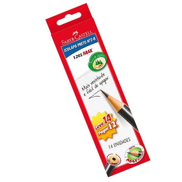 Lápis Preto Redondo Ecolápis 1205 MAX N2 + 2 Gratuitos - Pacote com 72 Unidades