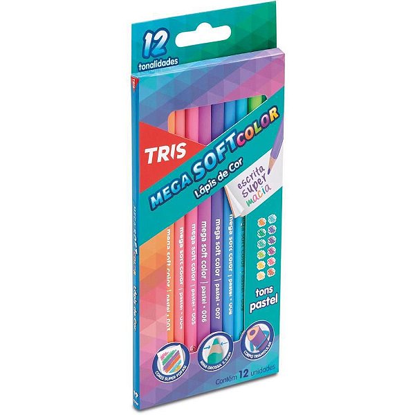 Lápis de COR Triangular Mega SOFT TONS Pastel 12CORES PCT com 06