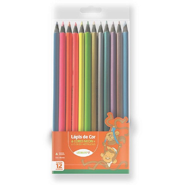 Lápis de COR Triangular Leóleo 12 Cores Especiais Caixa com 6 Unidades