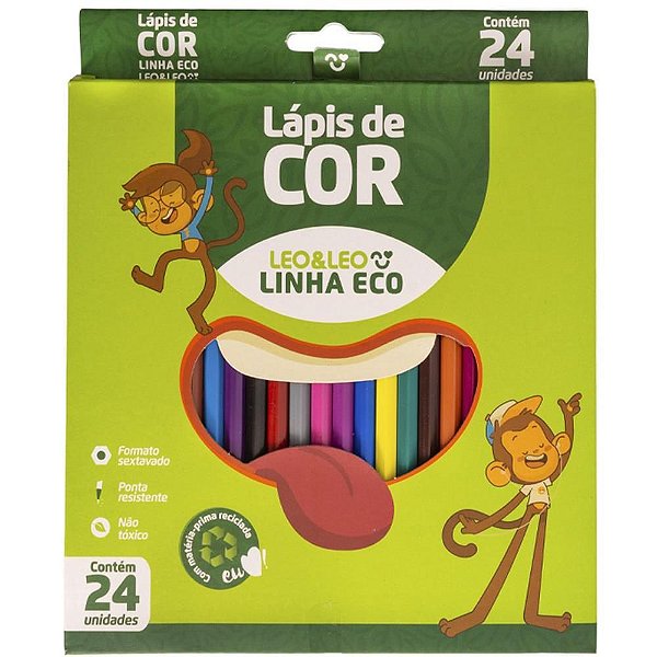 Lápis de COR Sextavado Léo & Léo ECO - Caixa com 24 Cores (pacote com 6 Unidades)