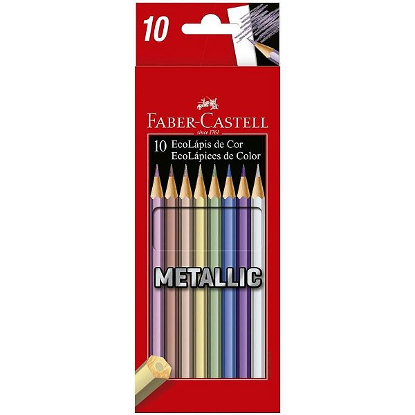 Lápis de COR Sextavado Ecolápis 10 Cores Metallic - Pacote com 12