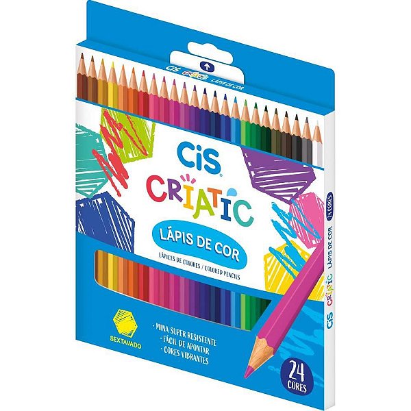Lápis de COR Sextavado CIS Criatic 24 Cores Pacote com 6