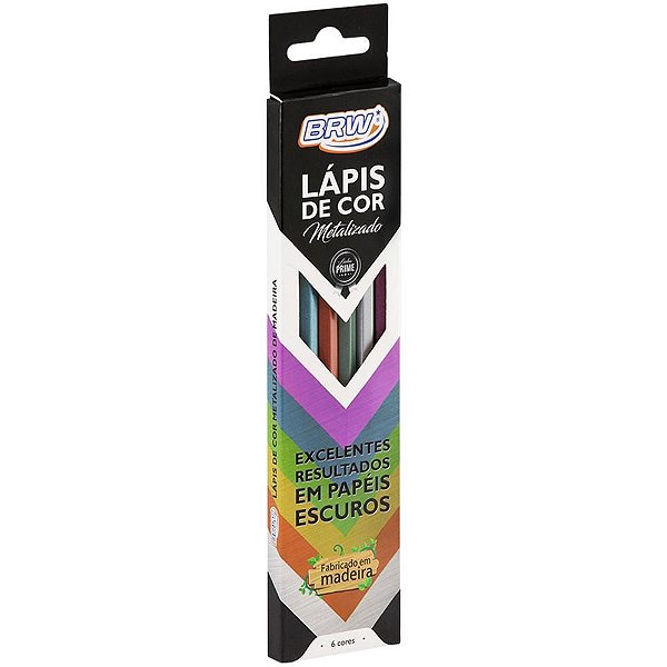 Lápis de COR Sextavado 6 Cores Metálicas para Papel Escuro