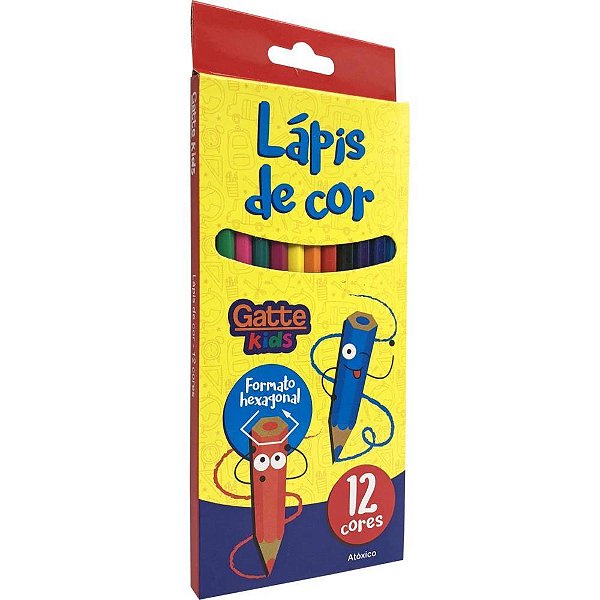 Lápis de COR Sextavado 12 Cores - Pacote com 6