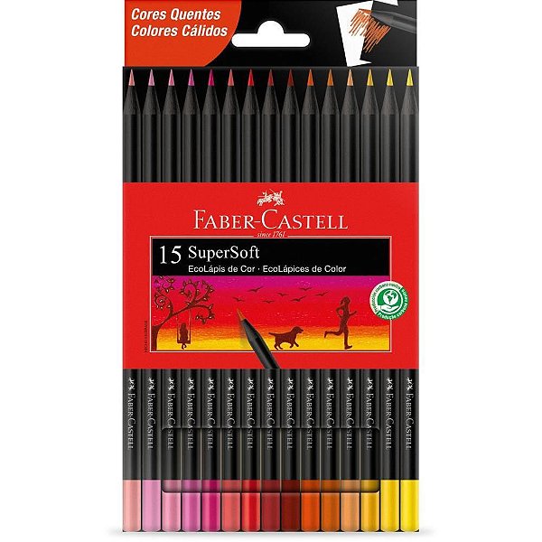 Lápis de COR Redondo Supersoft 15 Cores Quentes - PCT com 12