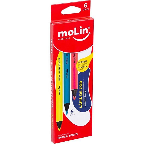 Lápis de COR Jumbo Neon Marca Texto - 6 Cores