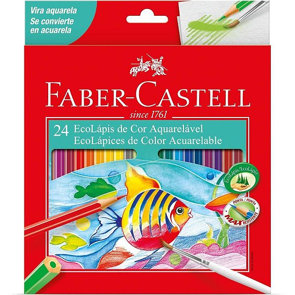 Lápis de COR Aquarelável Ecolápis 24 Cores - Pacote com 06