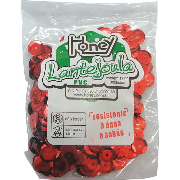 Lantejoula Metalizada Vermelha N°08 - Embalagem com 1000 Unidades