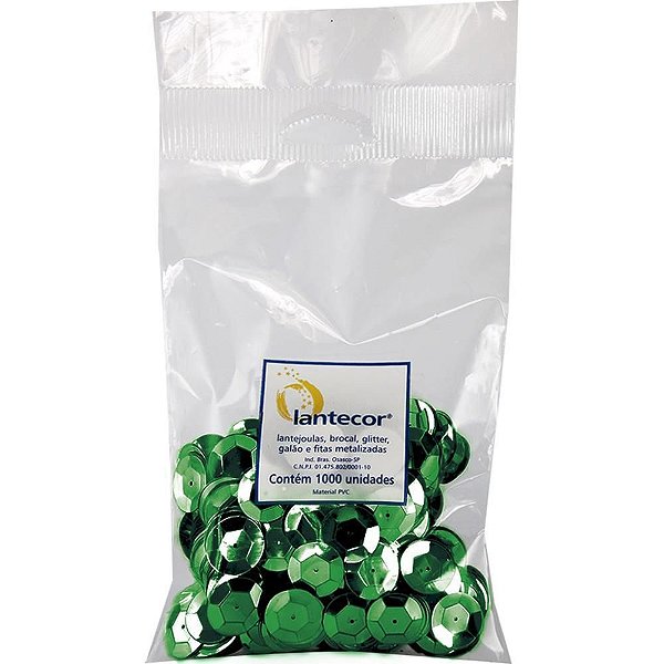 Lantejoula Metalizada Verde 8MM com 1000