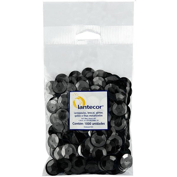 Lantejoula Metalizada Preta 8MM com 1000